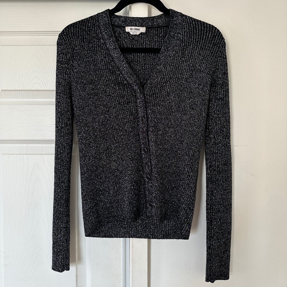 Black with silver sparkle Re/Done cardigan